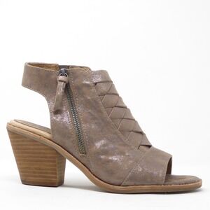 Sofft Womens McKenna Sandals Brown Metallic Woven Open Toe Block Heel Size 9M